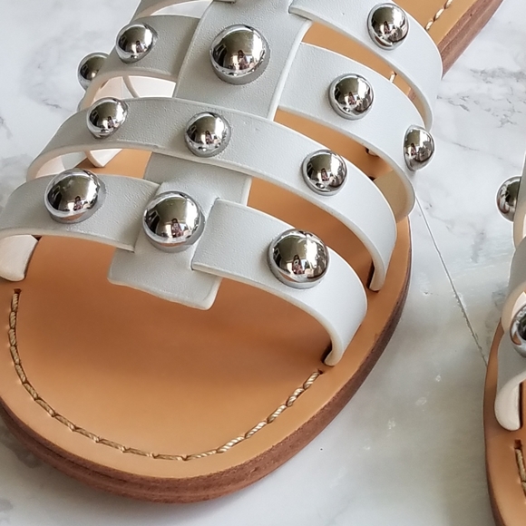 Marc Fisher White Leather Pava Slide Sandals Size 8M - Picture 7 of 16